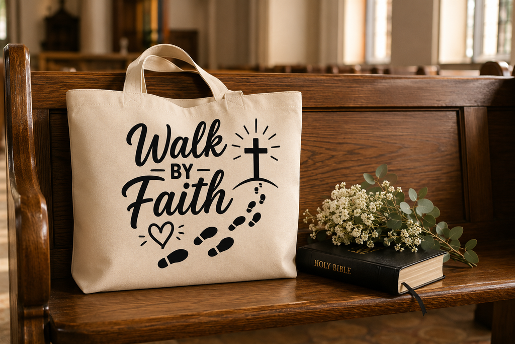 Walk by Faith Christian Tote Bag