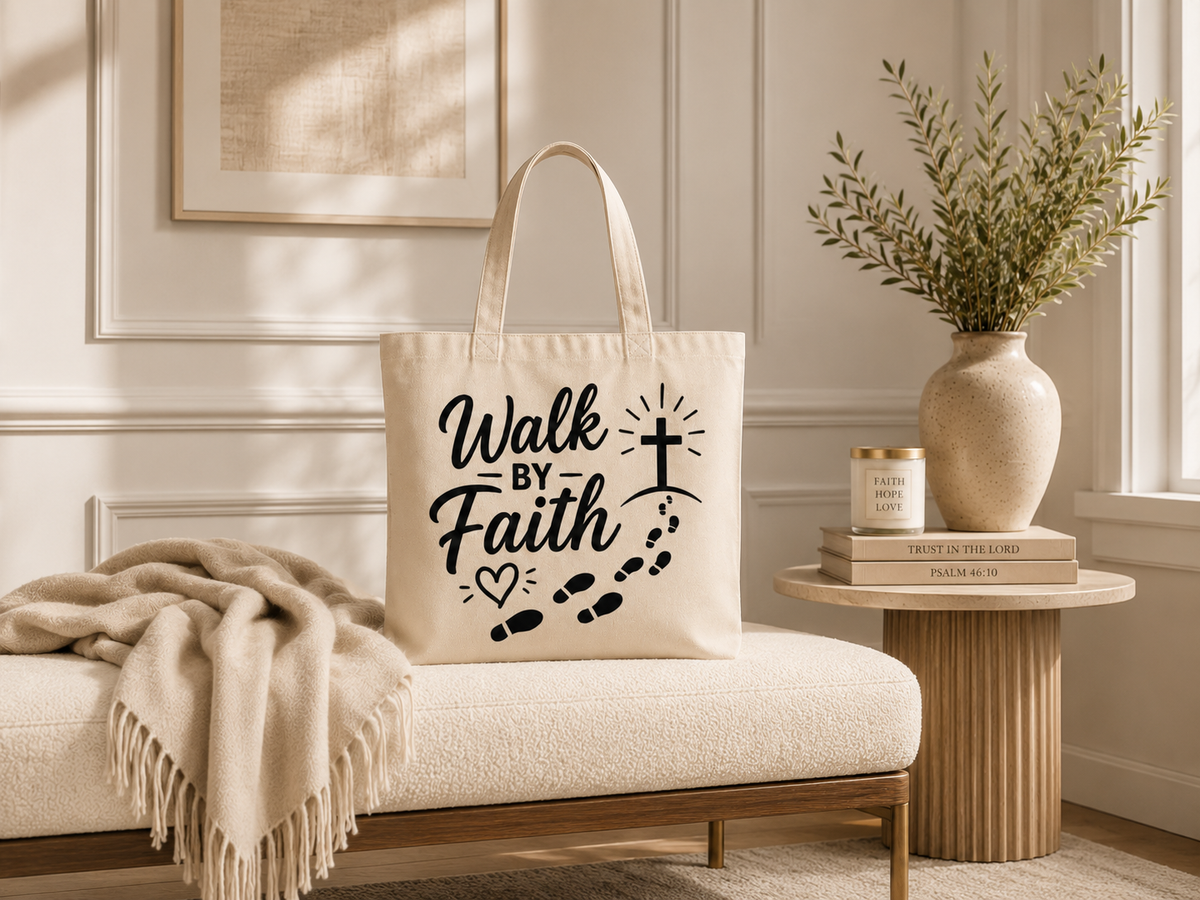 Walk by Faith Christian Tote Bag