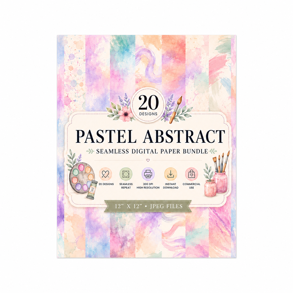 Pastel Abstract Watercolour Digital Paper Bundle