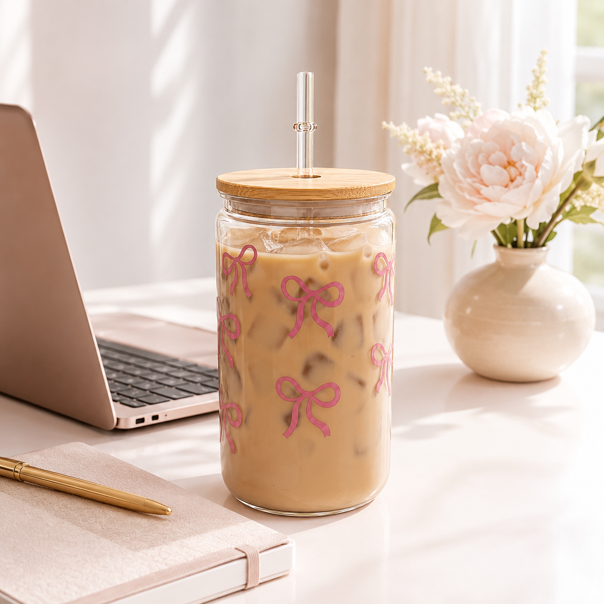 Butterfly Bow Reusable Tumbler with Straw