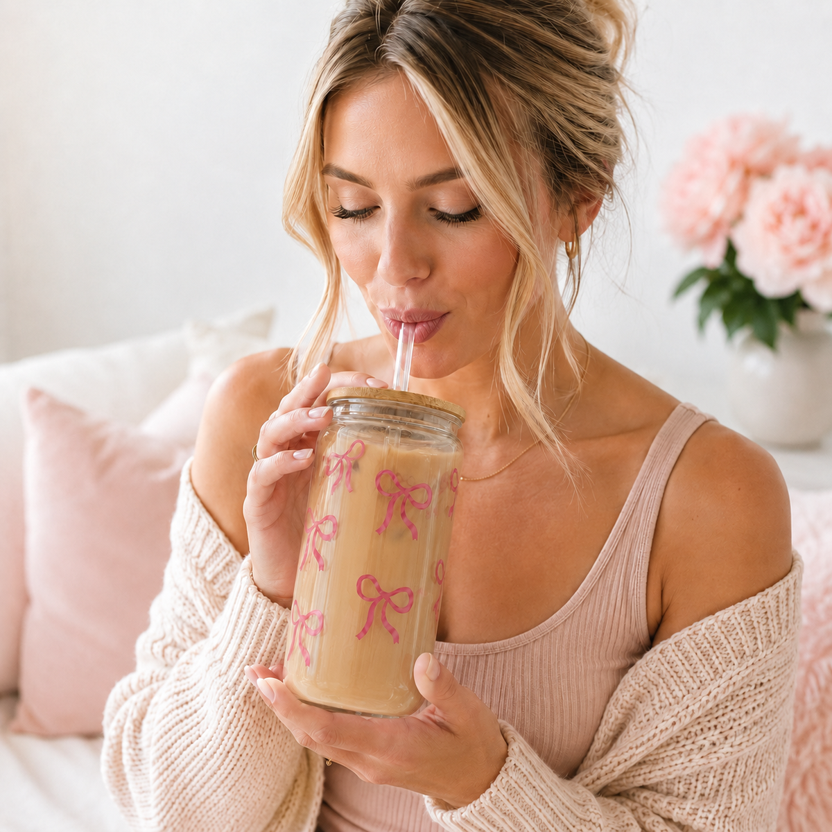Butterfly Bow Reusable Tumbler with Straw
