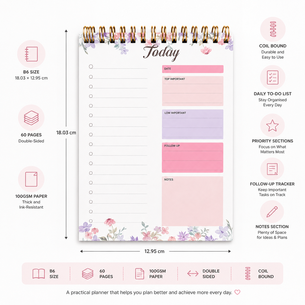 B6 Daily Planner Notepad