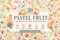 Pastel Fruit Digital Paper Bundle | 20 Seamless Watercolor Patterns | Commercial Use | Instant Download