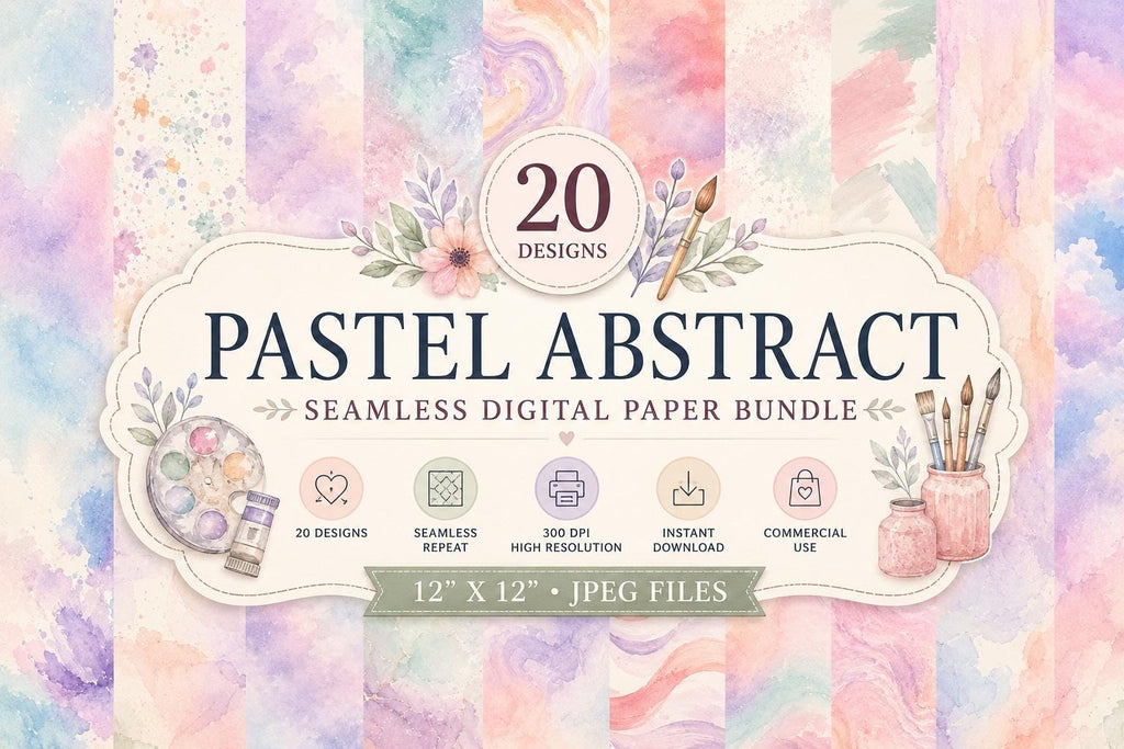 Pastel Abstract Watercolour Digital Paper Bundle