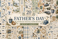 Father's Day Watercolor Digital Paper Bundle | 20 Seamless 12x12 Inch Papers (Digital Download)