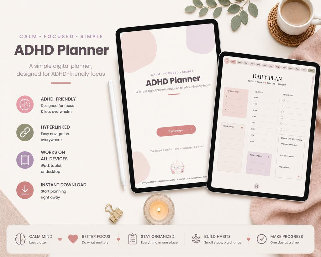 ADHD Digital Planner 2026–2027