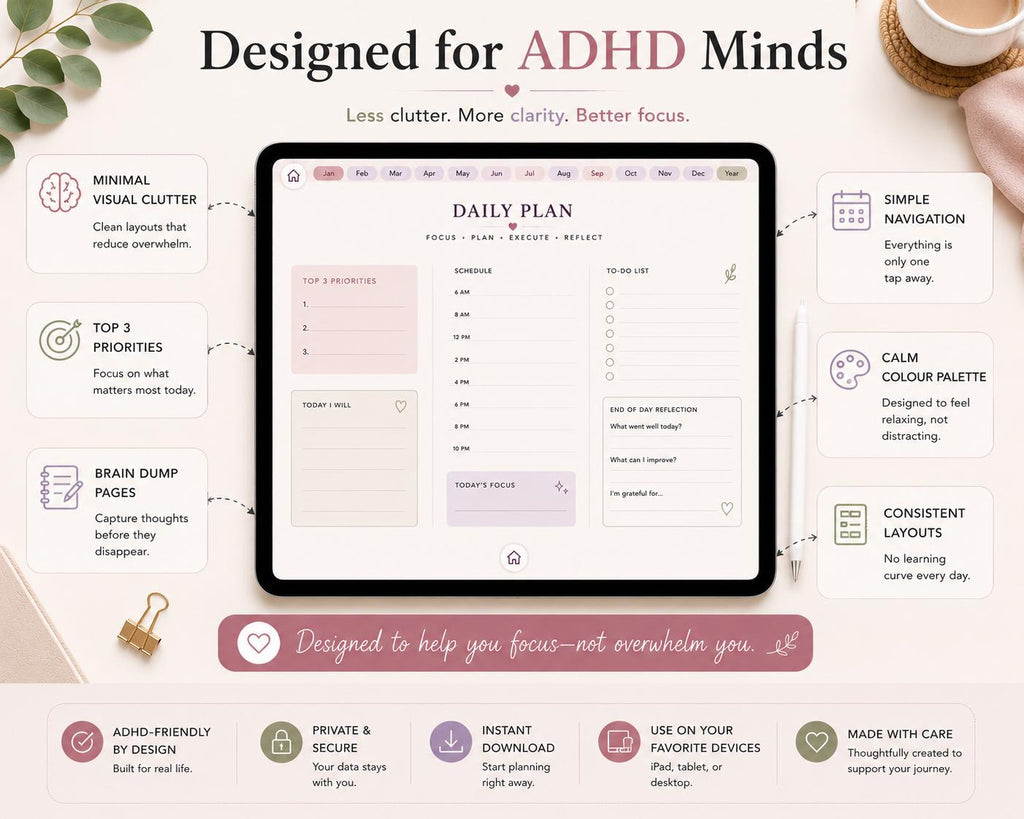 ADHD Digital Planner 2026–2027